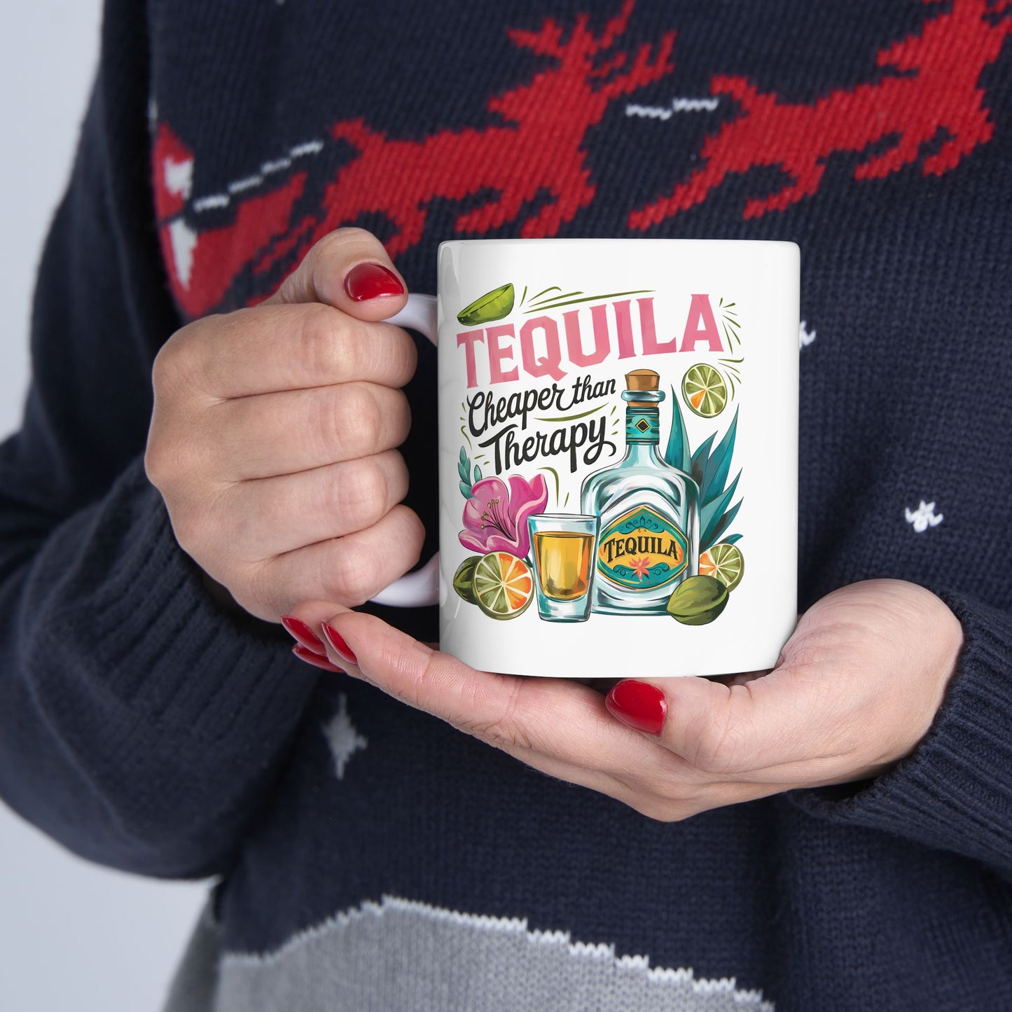 Tropical Tequila Ceramic Mug - Perfect for Summer Vibes, Gift for Cocktail Lovers, Home Bar Essentials, Birthday Present, Beach Parties