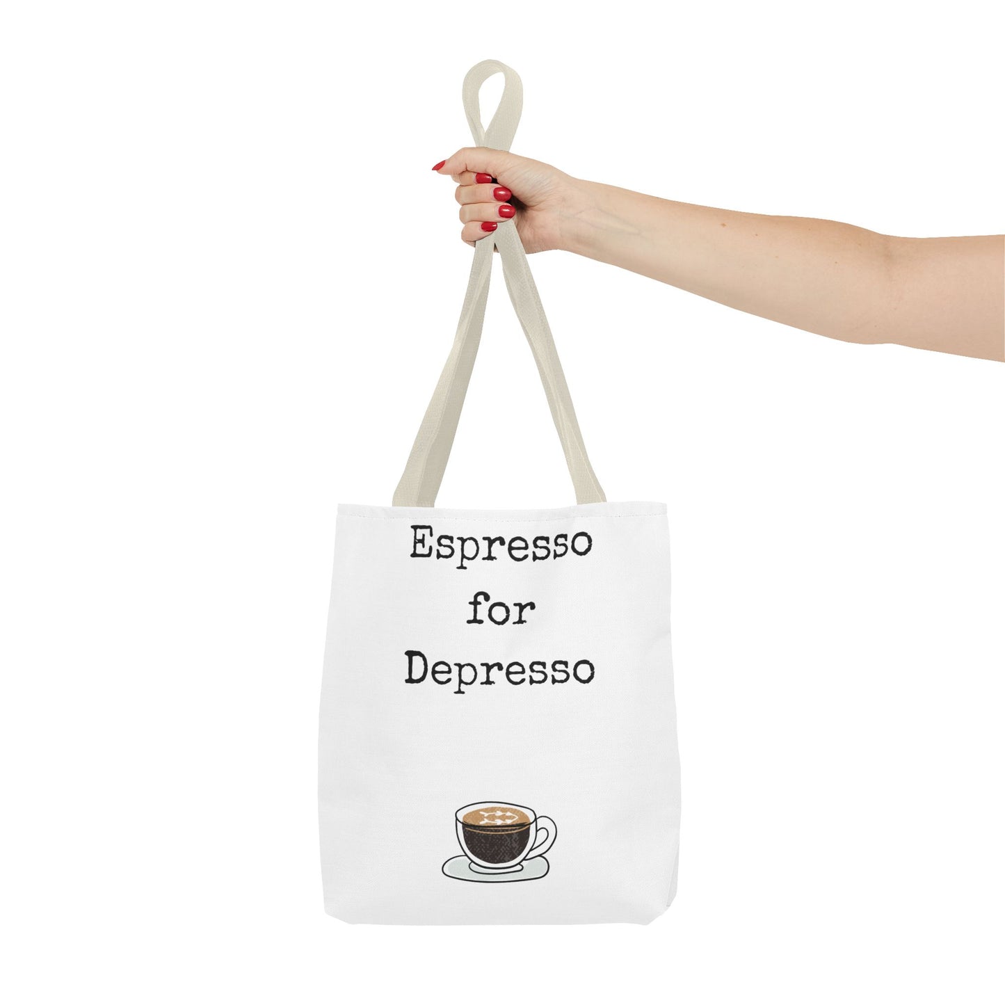 Espresso for Depresso Tote Bag, Coffee Lover Gift, Cute Grocery Bag, Casual Everyday Tote, Funny Quote Bag, Eco-Friendly Shopping Bag