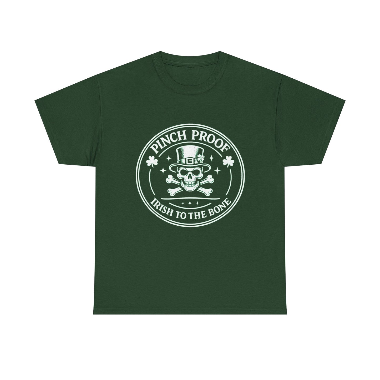 Vintage Skull & Crossbones Irish Tee — Mint Graphic Pirate Emblem T‑Shirt