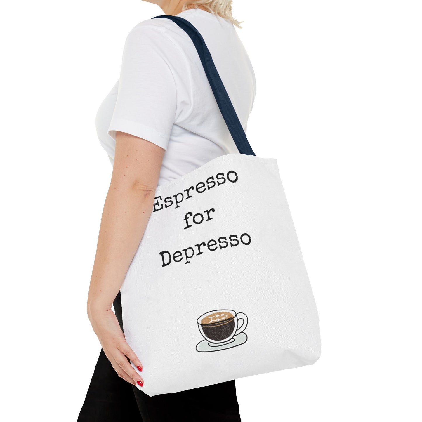 Espresso for Depresso Tote Bag, Coffee Lover Gift, Cute Grocery Bag, Casual Everyday Tote, Funny Quote Bag, Eco-Friendly Shopping Bag