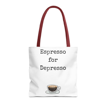 Espresso for Depresso Tote Bag, Coffee Lover Gift, Cute Grocery Bag, Casual Everyday Tote, Funny Quote Bag, Eco-Friendly Shopping Bag