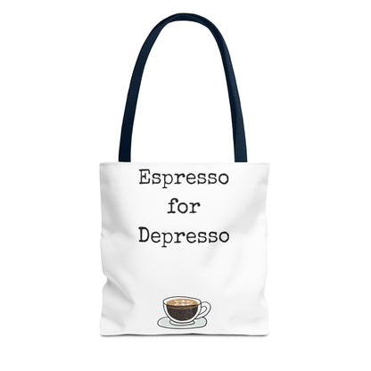 Espresso for Depresso Tote Bag, Coffee Lover Gift, Cute Grocery Bag, Casual Everyday Tote, Funny Quote Bag, Eco-Friendly Shopping Bag