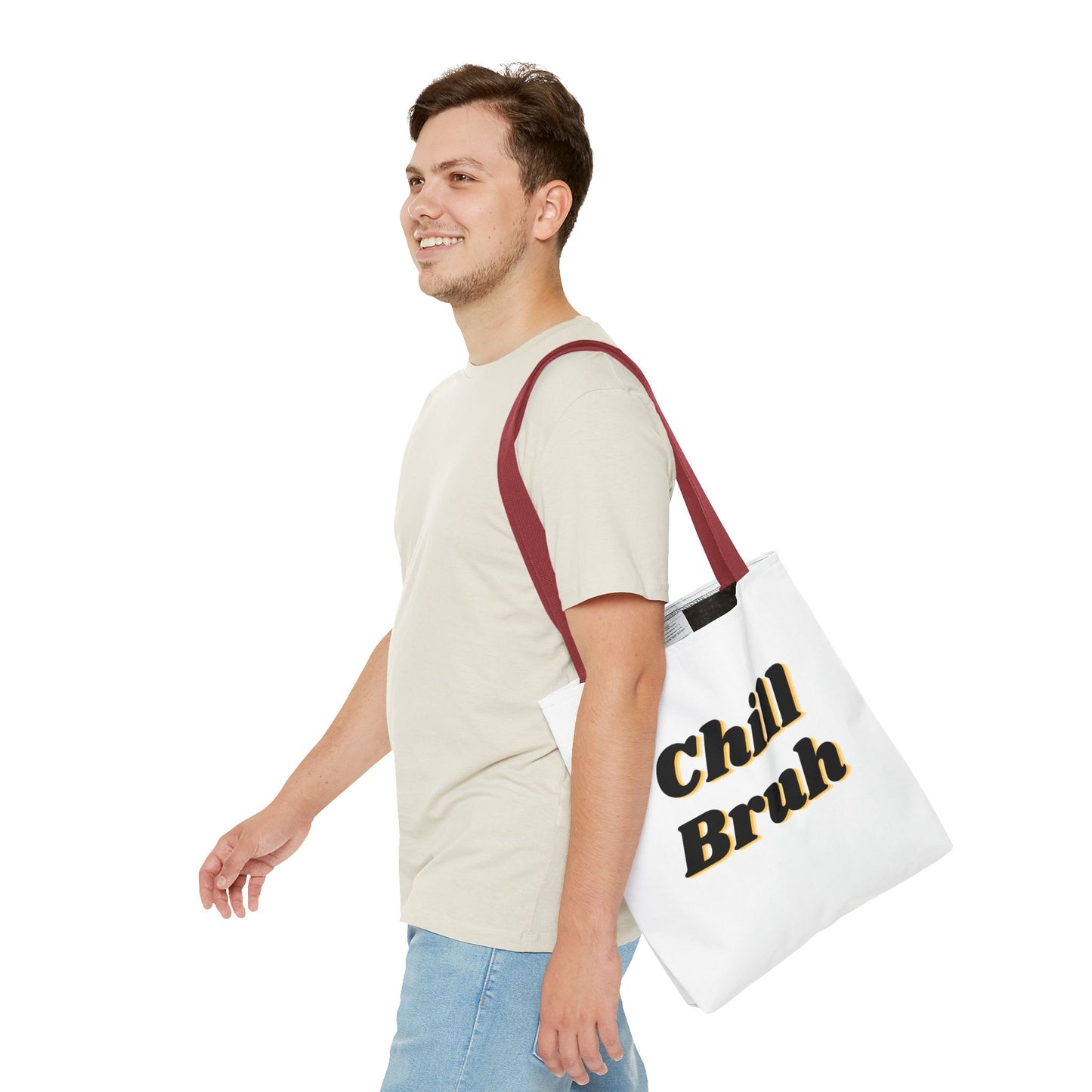 Chill Bruh Tote Bag, Casual Statement Bag, Perfect for Grocery Shopping, Beach Days, Gifts for Friends, Everyday Use