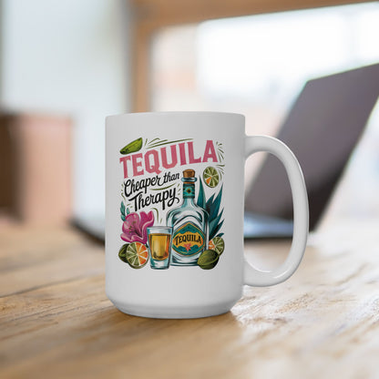 Tropical Tequila Ceramic Mug - Perfect for Summer Vibes, Gift for Cocktail Lovers, Home Bar Essentials, Birthday Present, Beach Parties