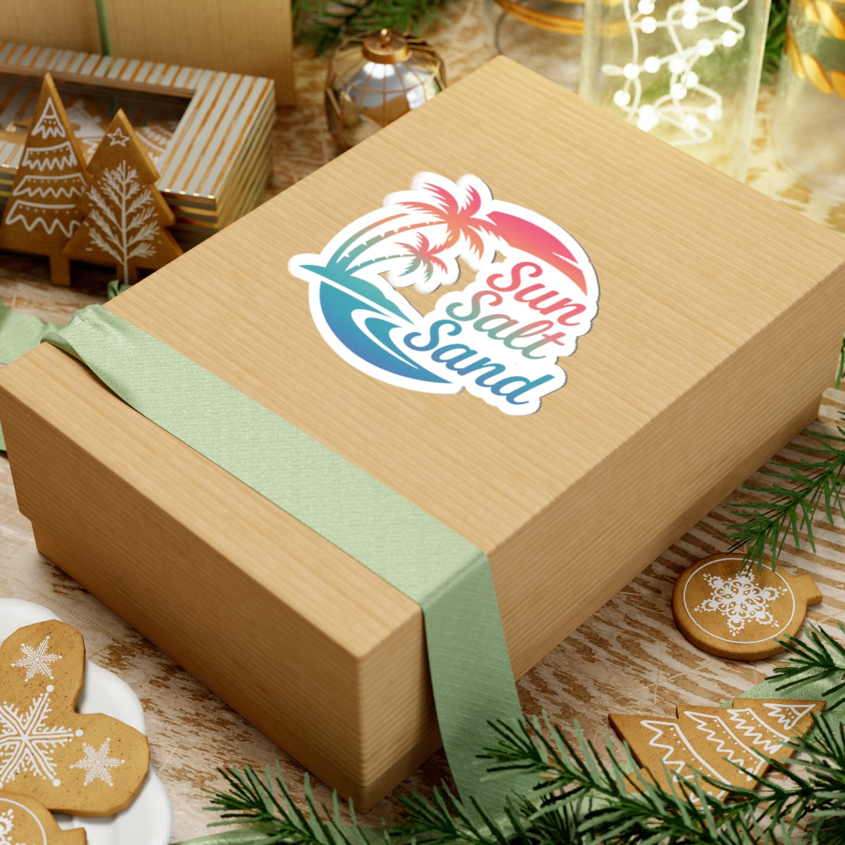 Tropical Kiss-Cut Stickers | Sun Salt Sand Decor | Laptop, Water Bottle, Journal, Party Favor, Summer Vibe Stickers