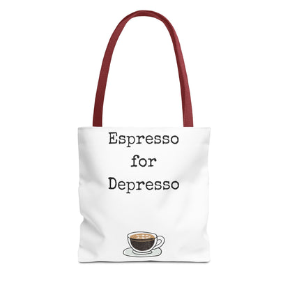 Espresso for Depresso Tote Bag, Coffee Lover Gift, Cute Grocery Bag, Casual Everyday Tote, Funny Quote Bag, Eco-Friendly Shopping Bag