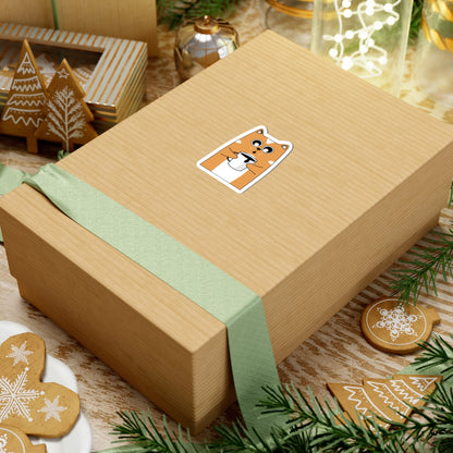 Funny Cat Sticker - Cute Orange Cat Holding Coffee Cup Illustration - Laptop, Water Bottle, Notebook, Car Decor, Cat Lovers