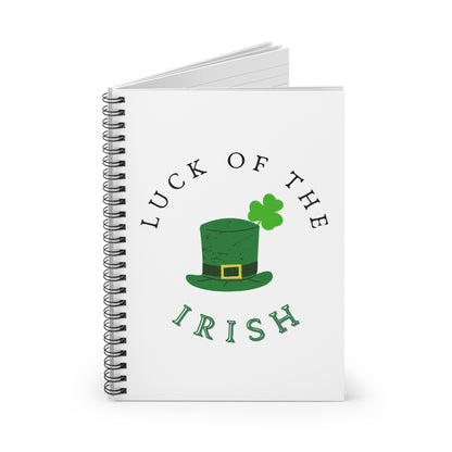 St. Patrick's Day Spiral Notebook with 'Luck of the Irish' Design, Irish Pride Gift, Green Themed Journal, Luck Notebook