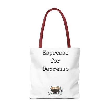 Espresso for Depresso Tote Bag, Coffee Lover Gift, Cute Grocery Bag, Casual Everyday Tote, Funny Quote Bag, Eco-Friendly Shopping Bag