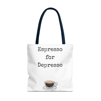 Espresso for Depresso Tote Bag, Coffee Lover Gift, Cute Grocery Bag, Casual Everyday Tote, Funny Quote Bag, Eco-Friendly Shopping Bag