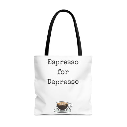 Espresso for Depresso Tote Bag, Coffee Lover Gift, Cute Grocery Bag, Casual Everyday Tote, Funny Quote Bag, Eco-Friendly Shopping Bag