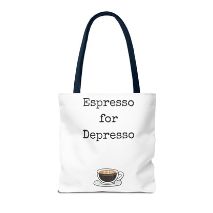 Espresso for Depresso Tote Bag, Coffee Lover Gift, Cute Grocery Bag, Casual Everyday Tote, Funny Quote Bag, Eco-Friendly Shopping Bag