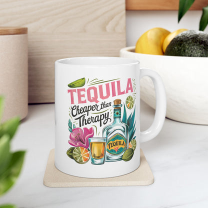 Tropical Tequila Ceramic Mug - Perfect for Summer Vibes, Gift for Cocktail Lovers, Home Bar Essentials, Birthday Present, Beach Parties