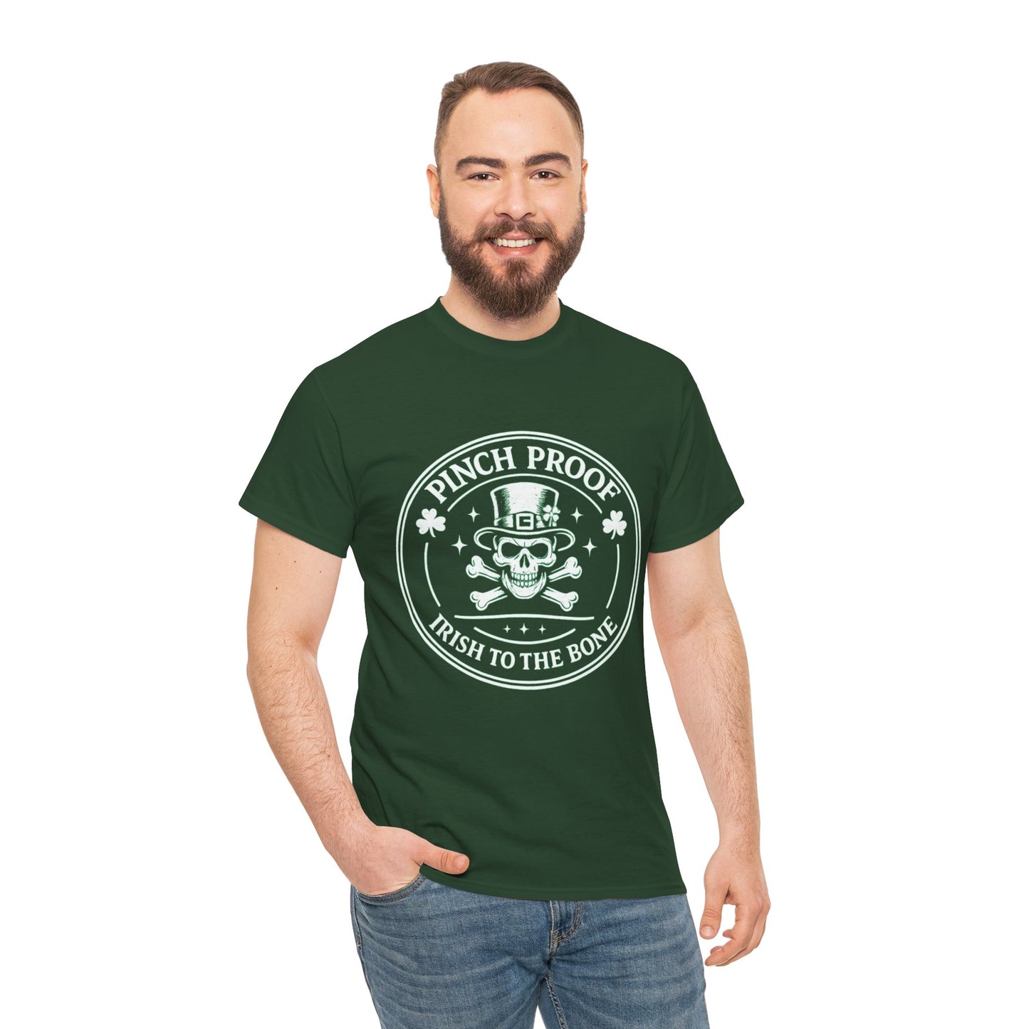 Vintage Skull & Crossbones Irish Tee — Mint Graphic Pirate Emblem T‑Shirt