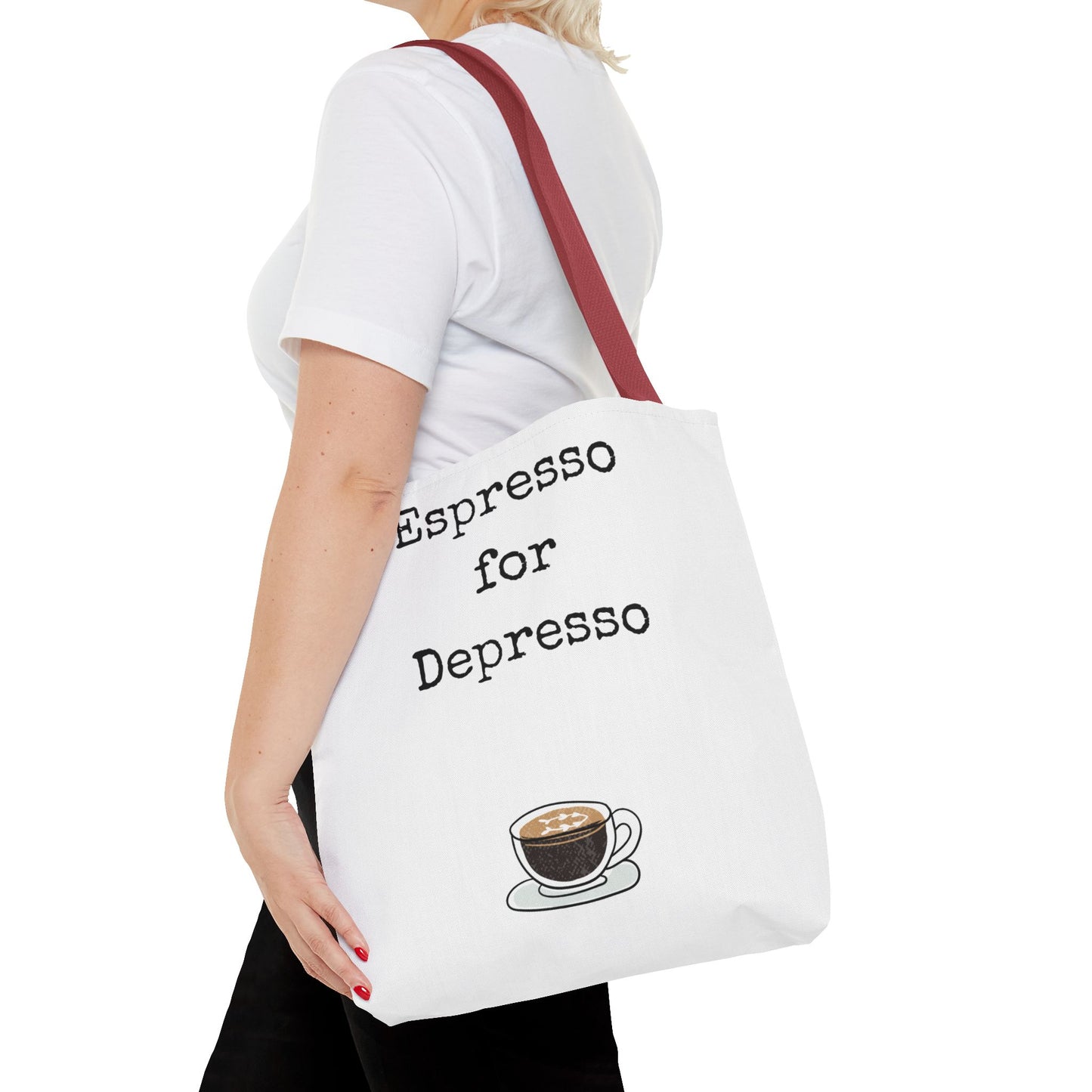 Espresso for Depresso Tote Bag, Coffee Lover Gift, Cute Grocery Bag, Casual Everyday Tote, Funny Quote Bag, Eco-Friendly Shopping Bag