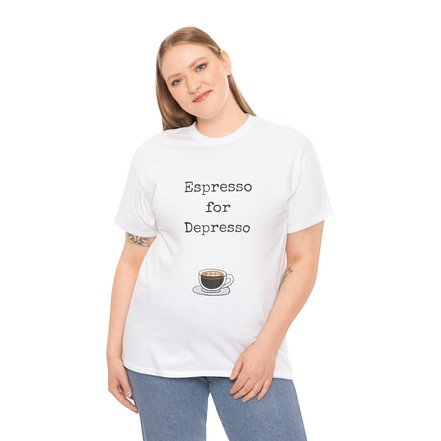 Espresso for Depresso Unisex Tee, Coffee Lover Gift, Cute Casual Tee, Funny Quote Shirt, Coffee Addiction Apparel