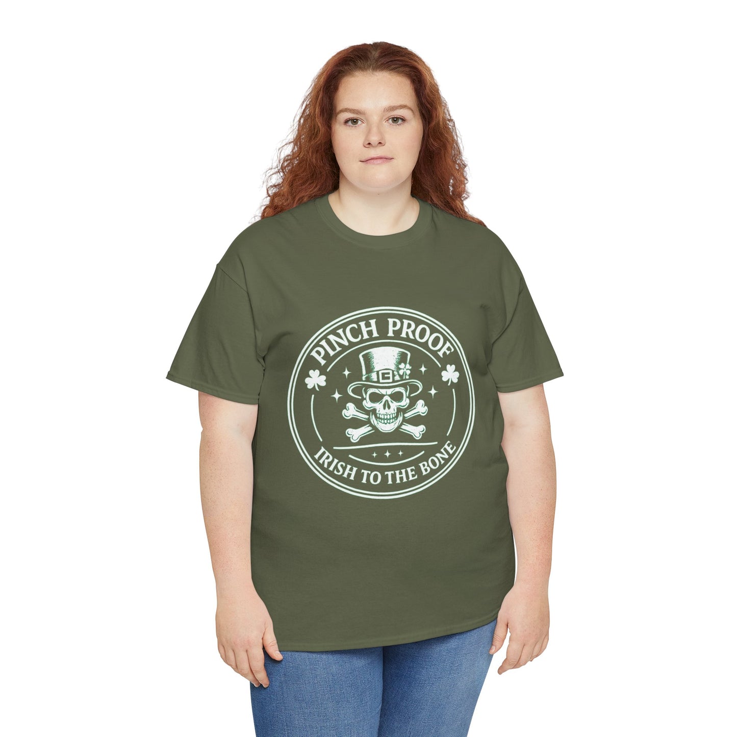 Vintage Skull & Crossbones Irish Tee — Mint Graphic Pirate Emblem T‑Shirt