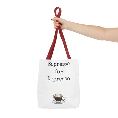 Espresso for Depresso Tote Bag, Coffee Lover Gift, Cute Grocery Bag, Casual Everyday Tote, Funny Quote Bag, Eco-Friendly Shopping Bag