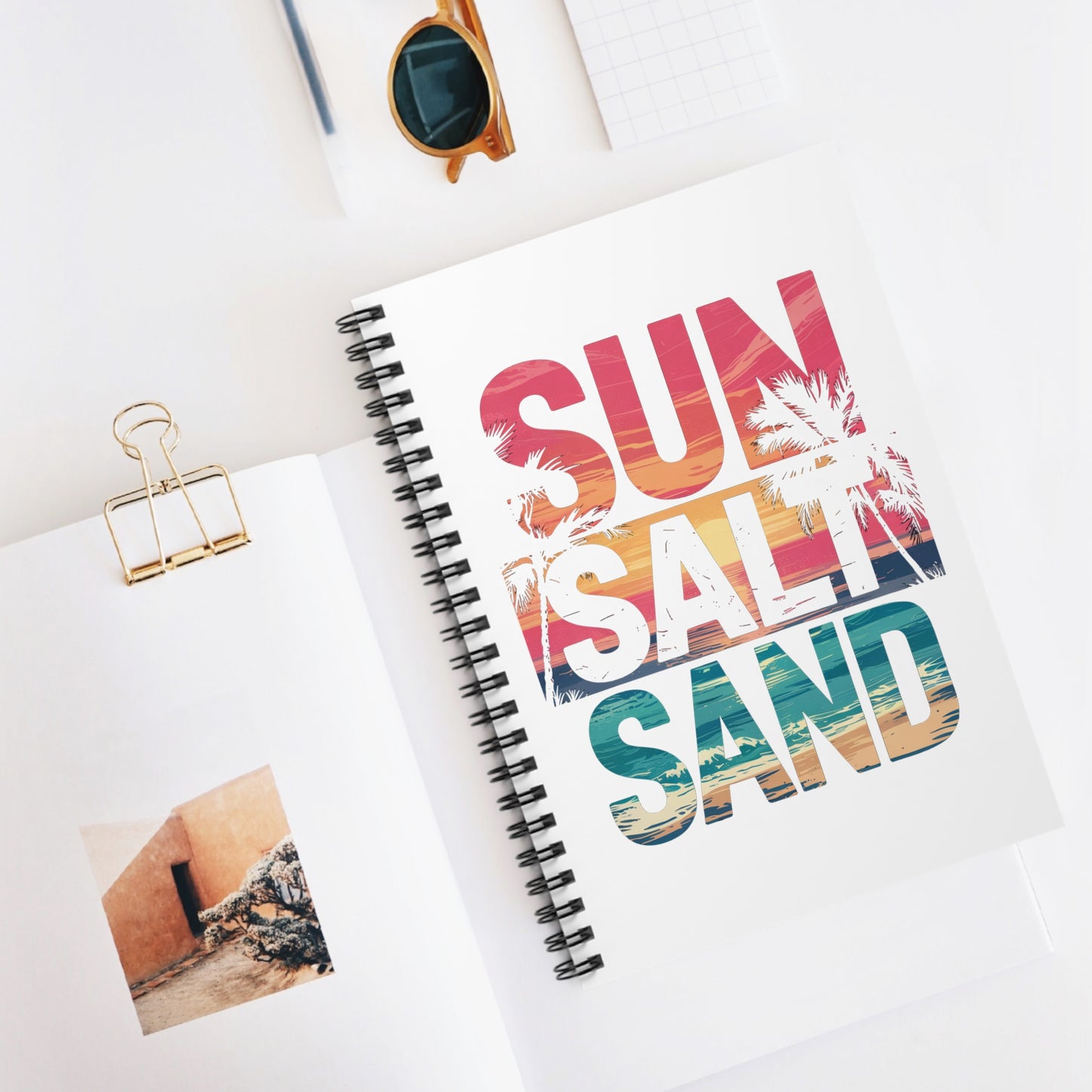 Tropical Spiral Notebook - Sun, Salt, Sand Quote | Beach Lover Journal, Vacation Diary, Summer Notebook, Travel Planner, Gift Idea