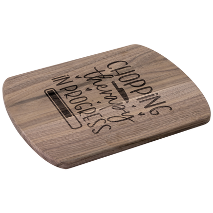Chopping Therapy in Progress - Hardwood Oval Cutting Board