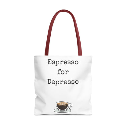 Espresso for Depresso Tote Bag, Coffee Lover Gift, Cute Grocery Bag, Casual Everyday Tote, Funny Quote Bag, Eco-Friendly Shopping Bag