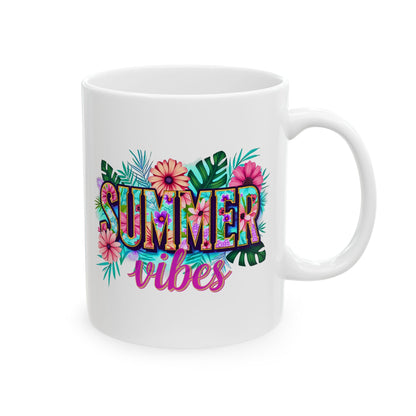 Tropical Summer Ceramic Mug | Fun Coffee Cup, Floral Drinkware, Gift for Beach Lovers, Summer Decor, Vacation Mug