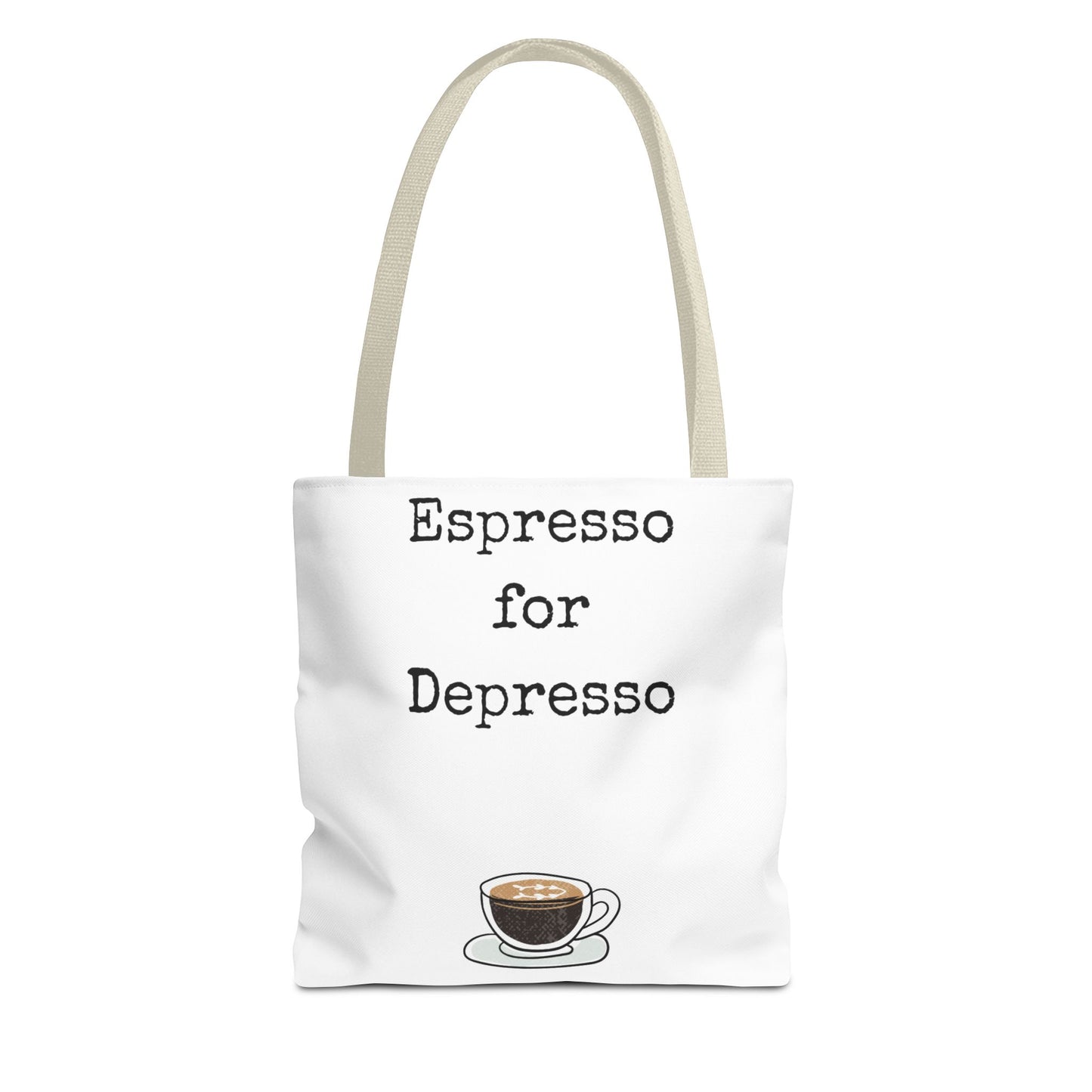 Espresso for Depresso Tote Bag, Coffee Lover Gift, Cute Grocery Bag, Casual Everyday Tote, Funny Quote Bag, Eco-Friendly Shopping Bag