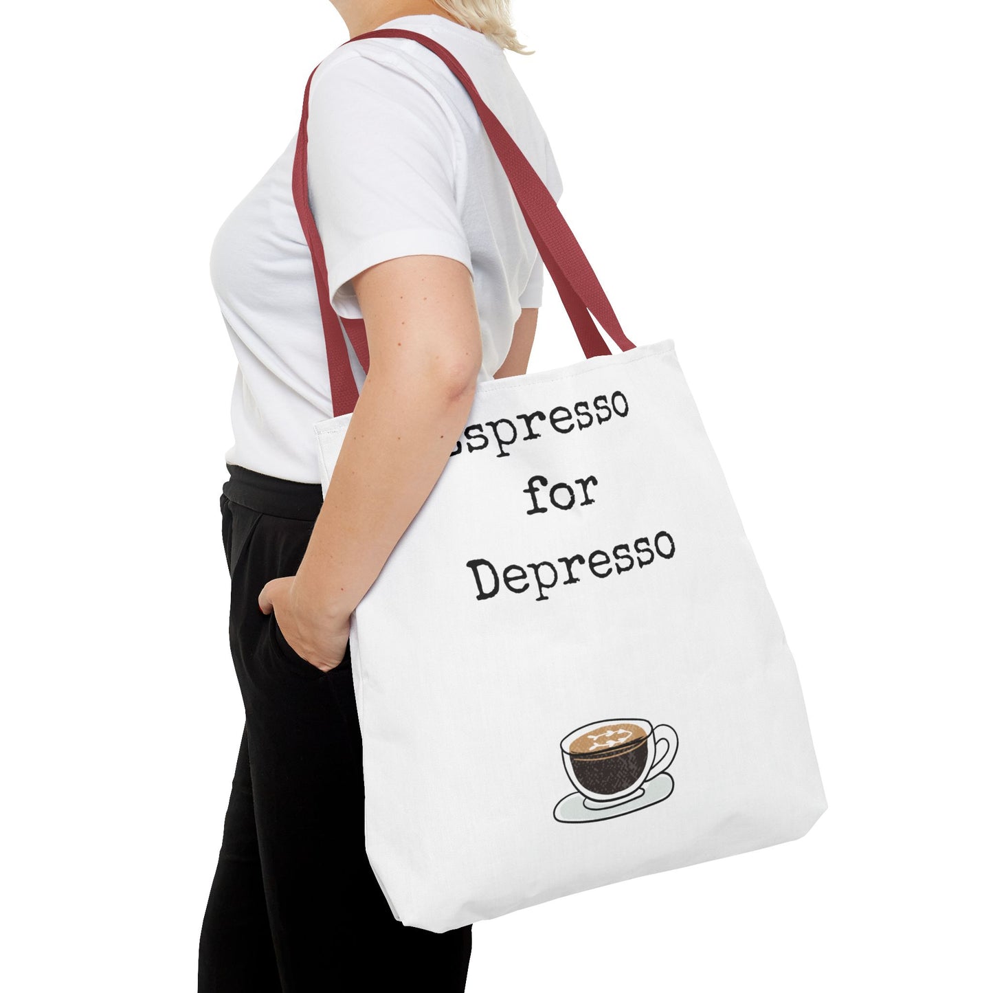 Espresso for Depresso Tote Bag, Coffee Lover Gift, Cute Grocery Bag, Casual Everyday Tote, Funny Quote Bag, Eco-Friendly Shopping Bag
