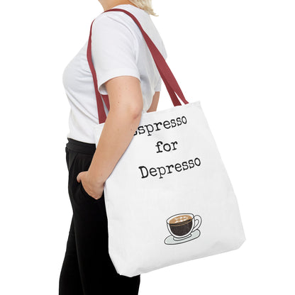 Espresso for Depresso Tote Bag, Coffee Lover Gift, Cute Grocery Bag, Casual Everyday Tote, Funny Quote Bag, Eco-Friendly Shopping Bag