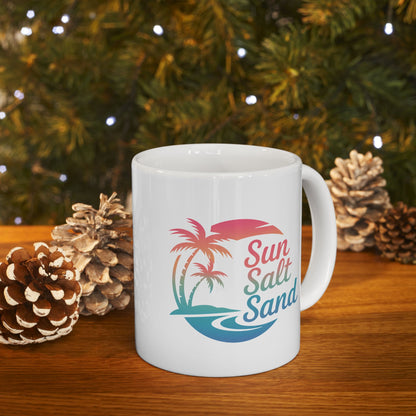 Sunset Beach Ceramic Mug, Beach Lover Gift, Vacation Coffee Mug, Tropical Home Decor, Summer Vibes Cup