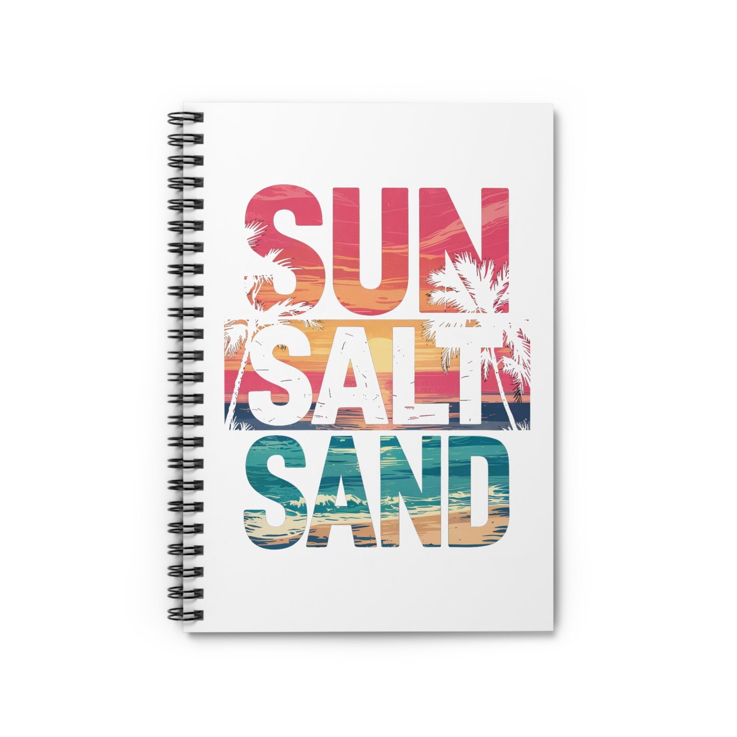 Tropical Spiral Notebook - Sun, Salt, Sand Quote | Beach Lover Journal, Vacation Diary, Summer Notebook, Travel Planner, Gift Idea