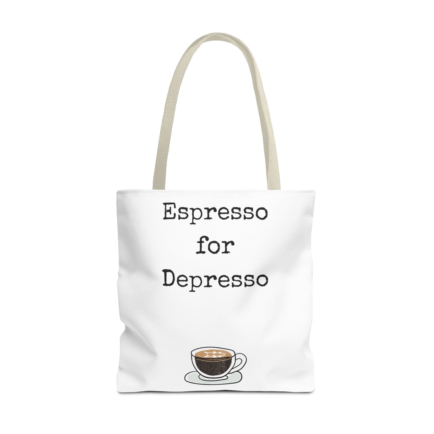 Espresso for Depresso Tote Bag, Coffee Lover Gift, Cute Grocery Bag, Casual Everyday Tote, Funny Quote Bag, Eco-Friendly Shopping Bag