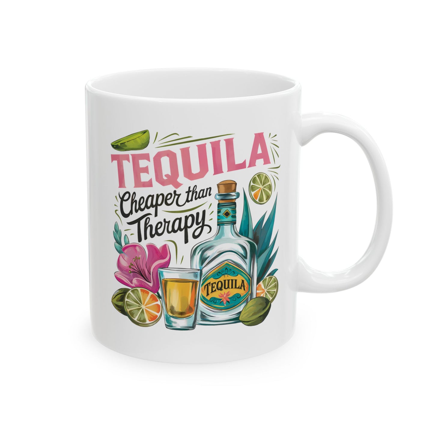 Tropical Tequila Ceramic Mug - Perfect for Summer Vibes, Gift for Cocktail Lovers, Home Bar Essentials, Birthday Present, Beach Parties