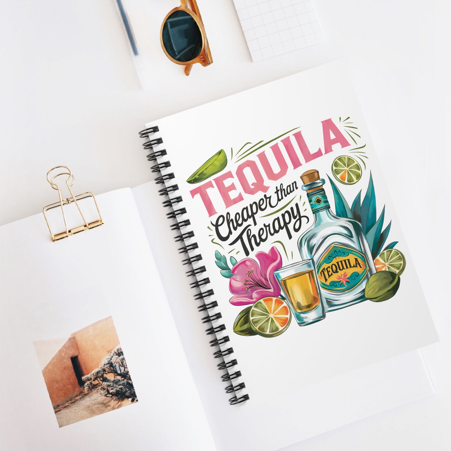 Tequila Therapy Spiral Notebook - Perfect for Party Planning, Journaling, Gift for Tequila Lovers, Friends Celebrations, Summer Vibes