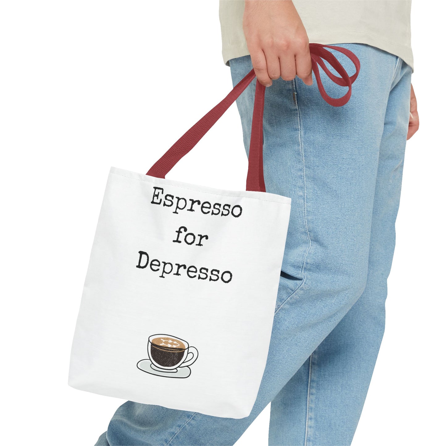 Espresso for Depresso Tote Bag, Coffee Lover Gift, Cute Grocery Bag, Casual Everyday Tote, Funny Quote Bag, Eco-Friendly Shopping Bag