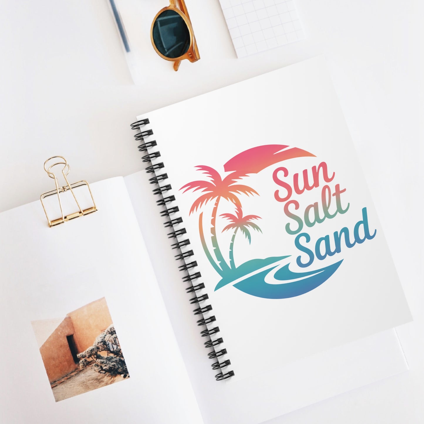 Tropical Spiral Notebook - Sun Salt Sand | Travel Journal, Perfect for Beach Lovers, Vacation Notes, Gift for Writers