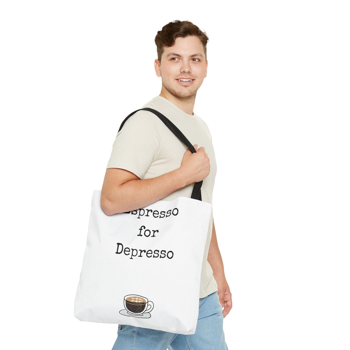 Espresso for Depresso Tote Bag, Coffee Lover Gift, Cute Grocery Bag, Casual Everyday Tote, Funny Quote Bag, Eco-Friendly Shopping Bag