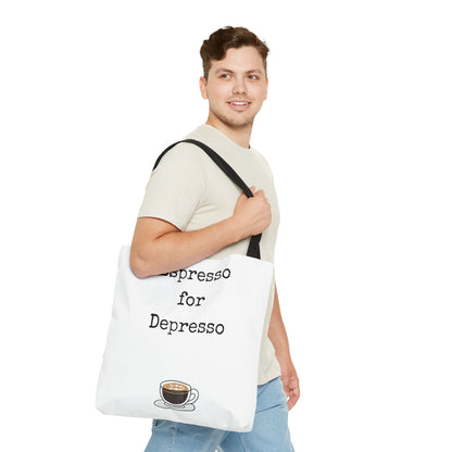 Espresso for Depresso Tote Bag, Coffee Lover Gift, Cute Grocery Bag, Casual Everyday Tote, Funny Quote Bag, Eco-Friendly Shopping Bag