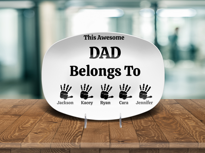 Personalized Father's Day Plate – Custom Handprint Gift for Dad from Kids – Unique Dad Gift with Children's Names