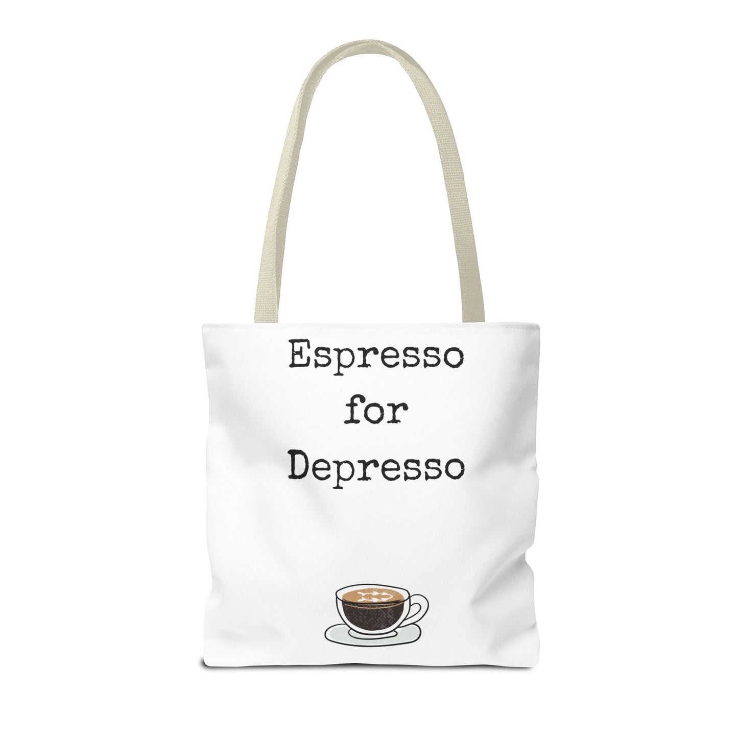 Espresso for Depresso Tote Bag, Coffee Lover Gift, Cute Grocery Bag, Casual Everyday Tote, Funny Quote Bag, Eco-Friendly Shopping Bag