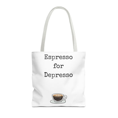 Espresso for Depresso Tote Bag, Coffee Lover Gift, Cute Grocery Bag, Casual Everyday Tote, Funny Quote Bag, Eco-Friendly Shopping Bag