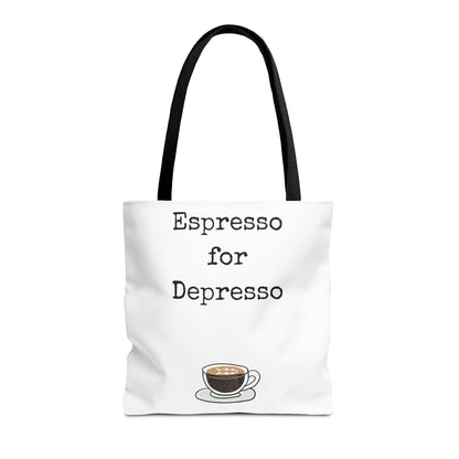 Espresso for Depresso Tote Bag, Coffee Lover Gift, Cute Grocery Bag, Casual Everyday Tote, Funny Quote Bag, Eco-Friendly Shopping Bag