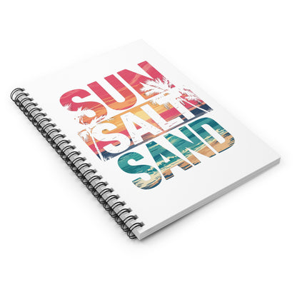 Tropical Spiral Notebook - Sun, Salt, Sand Quote | Beach Lover Journal, Vacation Diary, Summer Notebook, Travel Planner, Gift Idea