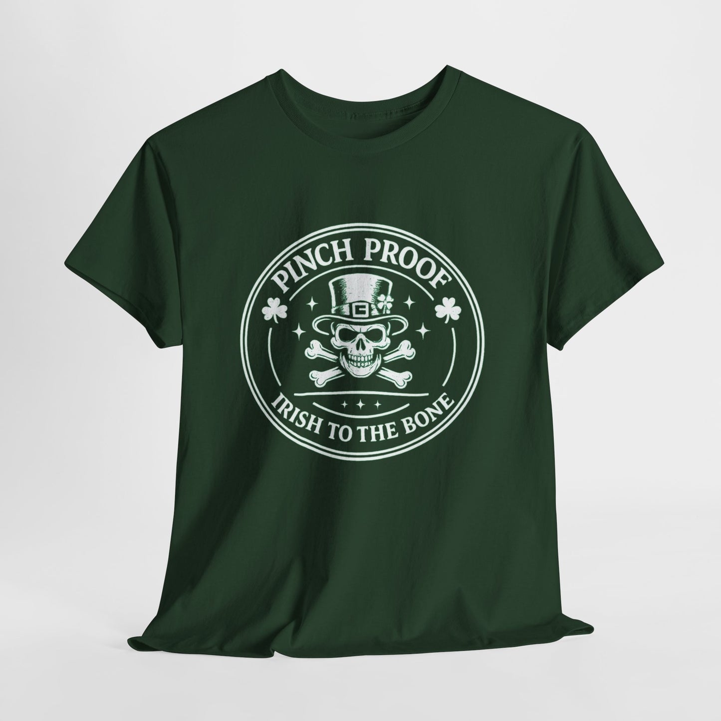 Vintage Skull & Crossbones Irish Tee — Mint Graphic Pirate Emblem T‑Shirt