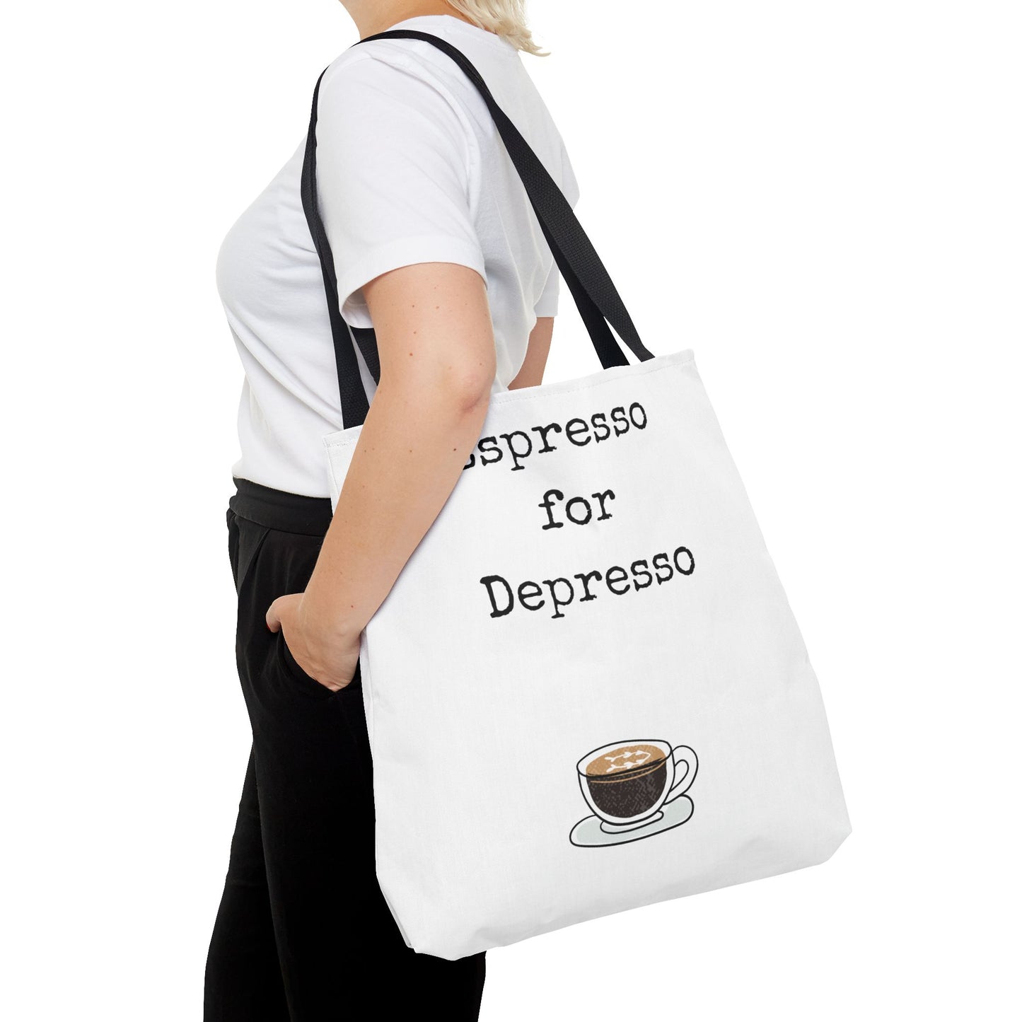 Espresso for Depresso Tote Bag, Coffee Lover Gift, Cute Grocery Bag, Casual Everyday Tote, Funny Quote Bag, Eco-Friendly Shopping Bag