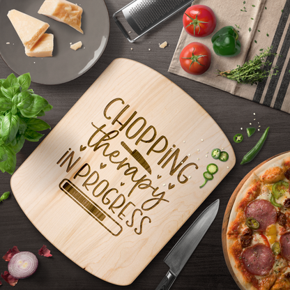 Chopping Therapy in Progress - Hardwood Oval Cutting Board