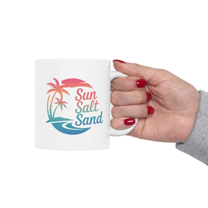 Sunset Beach Ceramic Mug, Beach Lover Gift, Vacation Coffee Mug, Tropical Home Decor, Summer Vibes Cup