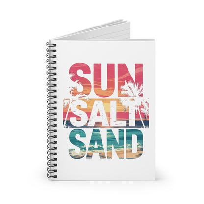 Tropical Spiral Notebook - Sun, Salt, Sand Quote | Beach Lover Journal, Vacation Diary, Summer Notebook, Travel Planner, Gift Idea