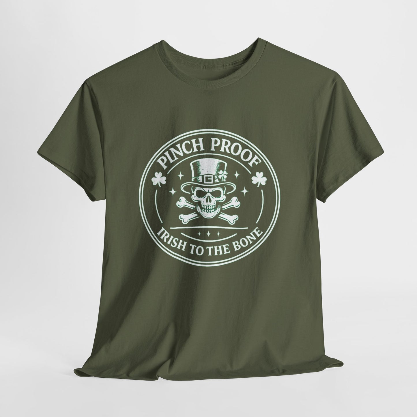 Vintage Skull & Crossbones Irish Tee — Mint Graphic Pirate Emblem T‑Shirt