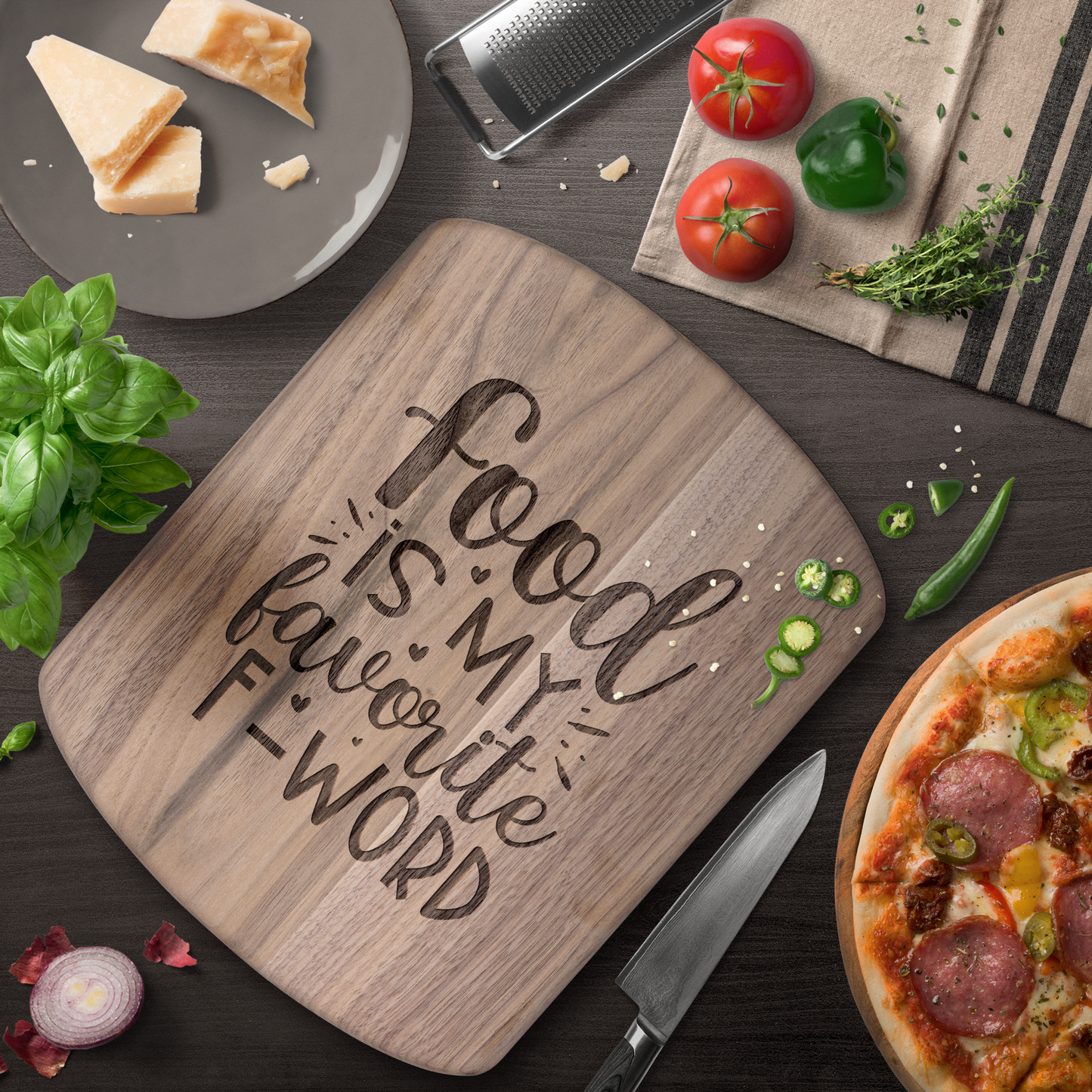 Food is My Favorite F-Word - Hardwood Oval Cutting Board